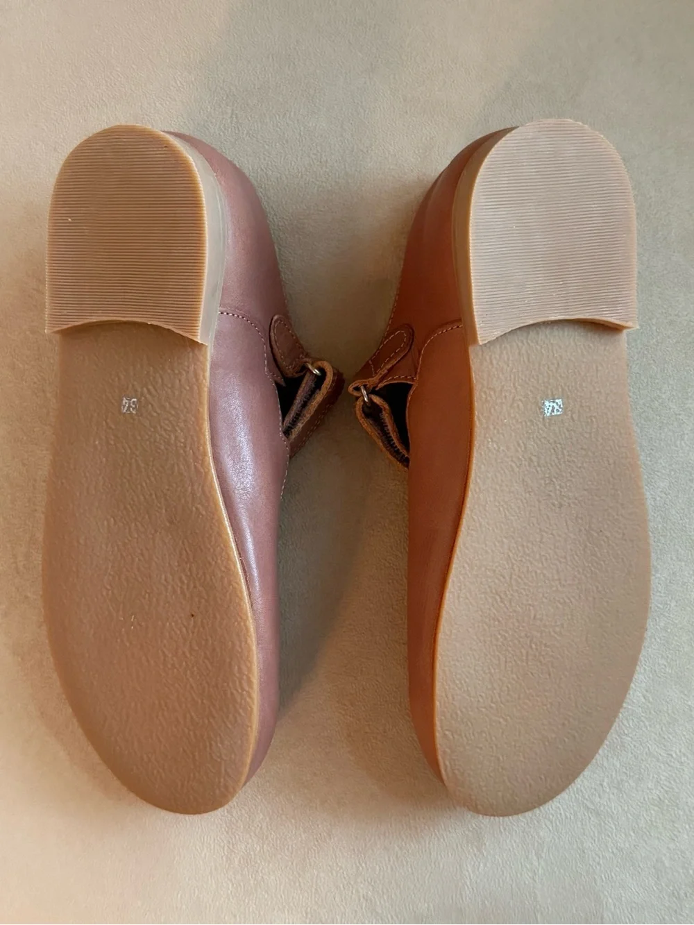 Petit Nord Scallop Mary Jane Leather Shoes Blush Pink EU 34